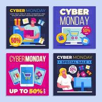 plantilla de publicación de redes sociales de cyber monday vector