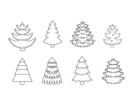 Christmas Tree outline set. vector Illustration