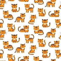 patrón sin fisuras con lindos tigres. símbolo del nuevo año 2022. diseño de tela para niños