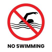 No Swimming Sign Sticker with text inscription on isolated background vector