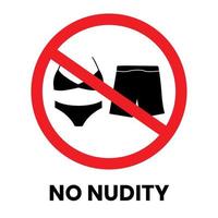 No Nudity Safety Sign Sticker with text inscription on isolated background vector