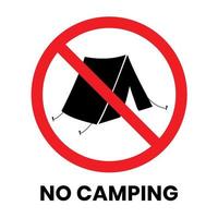 No Camping Sign Sticker with text inscription on isolated background vector