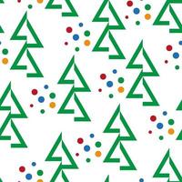 Seamless pattern with abstract Christmas trees made of geometric shapes on white