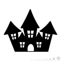 Icon vector graphic of haunted house. Icon in black and white style.