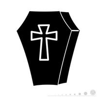 Icon vector graphic of coffin. Icon in black and white style.