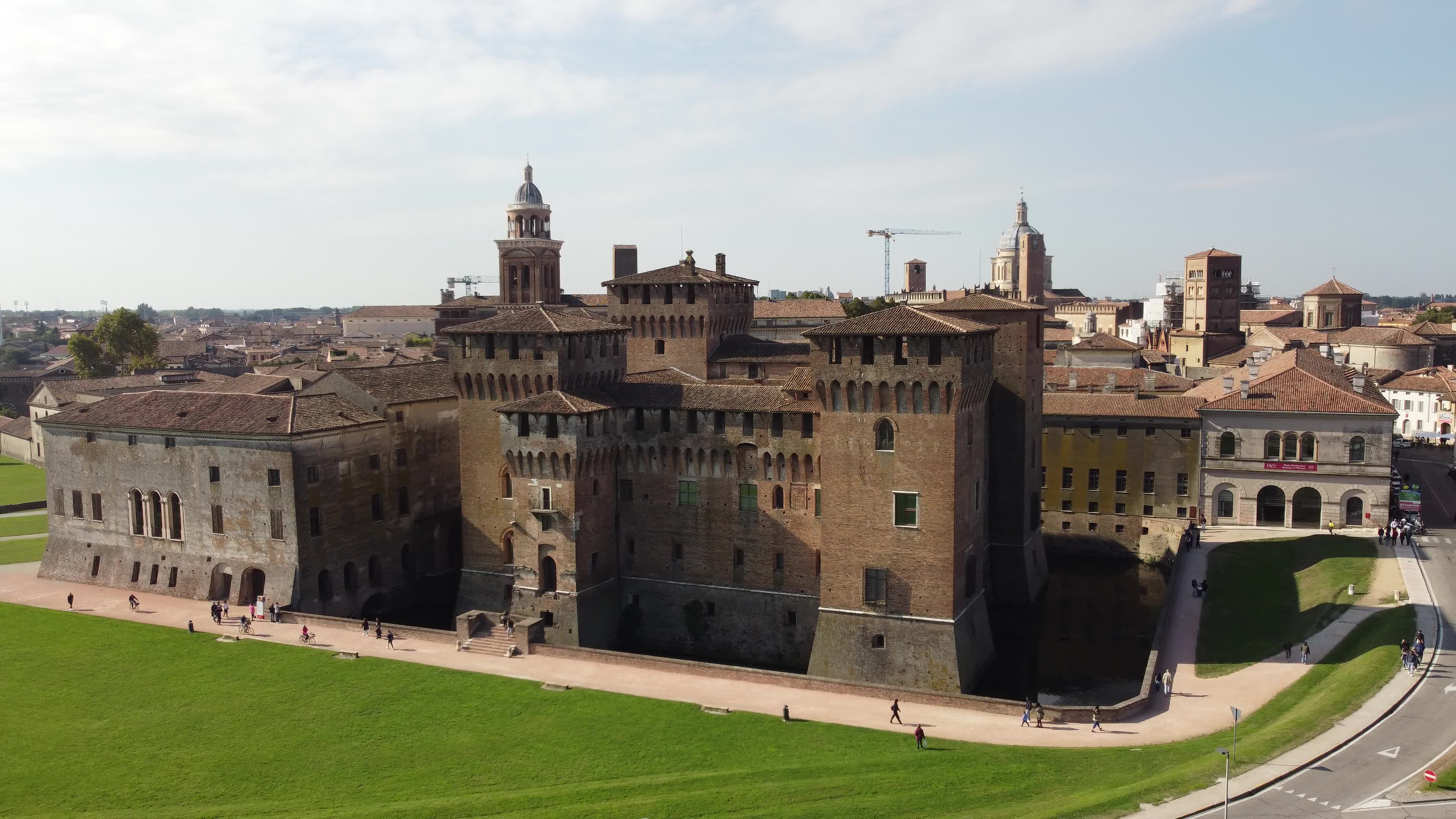 Aerial skyline of Mantua and the medieval castle of Saint George ...