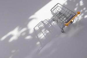 empty small shopping cart with nature hard shadows photo