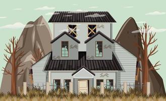 Isolated old broken house in the rural vector