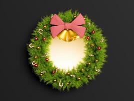 christmas wreath with shiny center and dark background photo