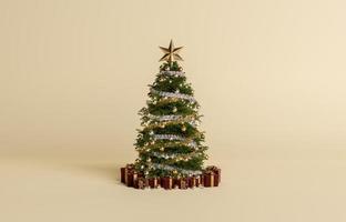árbol de navidad decorado y regalos foto
