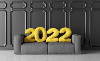 sofa with new year cushions 2022 photo