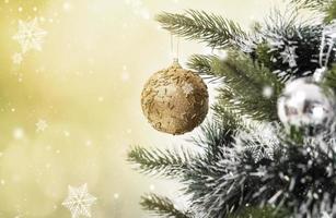 Close-up christmas tree decoration with Abstract color Bokeh background. photo