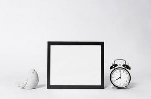 photo frame mock up and clock Interior decor home elements.