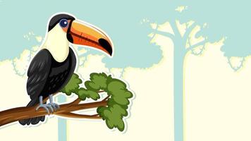 Thumbnail design with toucan bird on branch vector