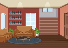 Diseño de interiores de sala de estar con muebles. vector