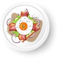 Healthy breakfast with vegetable and fried egg and meat vector