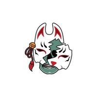 Japanese kitsune mask with skull vector