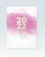 Happy new year 2022 poster or card template with watercolor wash splash vector