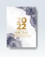 Happy new year 2022 poster or card template with watercolor wash splash vector