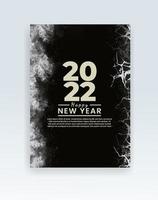 Happy new year 2022 poster or card template with watercolor wash splash vector