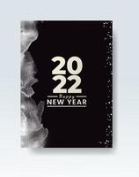 Happy new year 2022 poster or card template with watercolor wash splash vector