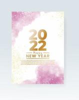 Happy new year 2022 poster or card template with watercolor wash splash vector