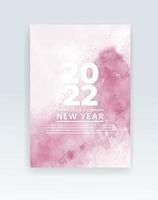 Happy new year 2022 poster or card template with watercolor wash splash vector