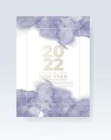 Happy new year 2022 poster or card template with watercolor wash splash vector