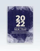 Happy new year 2022 poster or card template with watercolor wash splash vector