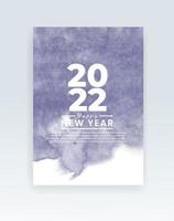 Happy new year 2022 poster or card template with watercolor wash splash vector