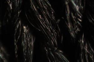 fibras de tela de malla de nailon negro bajo el microscopio foto