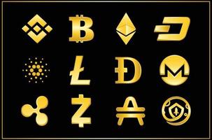 Icon set crypto currency logo without frame vector