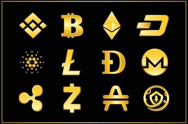 Icon set crypto currency logo without frame