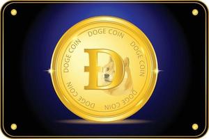 Dogecoin crypto currency with golden metal colour vector