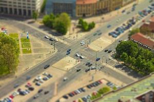 Aerial view of cars in a road junction in a street of Berlin cit