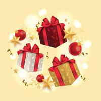 Realistic Christmas Gifts with Ornaments vector