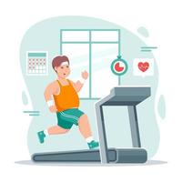 Running with Treadmill for Healthy Lifestyle Resolution vector