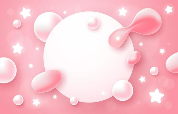 Abstract Liquid Pink Background woth Glowing Stars