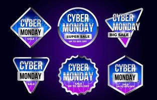 conjunto de insignias de venta de cyber monday vector