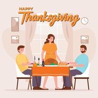 Happy family Thanksgiving Dinner vector