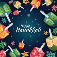 colorido feliz hanukkah con plantilla de fondo dreidel vector