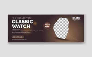 Classic Watch Social Media Cover Banner Design vector