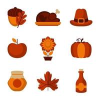 lindo icono de acción de gracias que representa gratitud en otoño vector