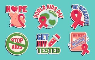World Aids Day Sticker set Collections vector