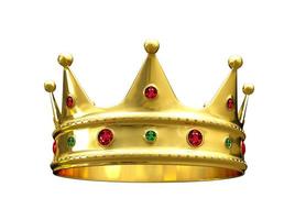 3d realistic  golden crown. Isolated on white background. photo