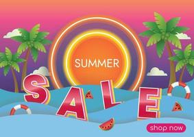 chilling beach sale banner and product display vector