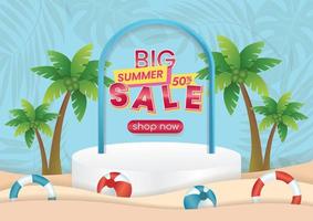 beach sale banner and product display art vector