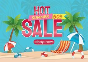 beach sale banner and product display vector