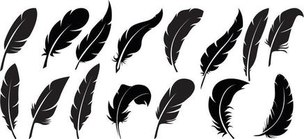 plumas diseño de boceto negro oscuro vector