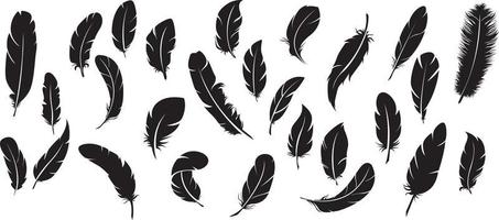 Feathers icons dark black handdrawn sketch.eps vector